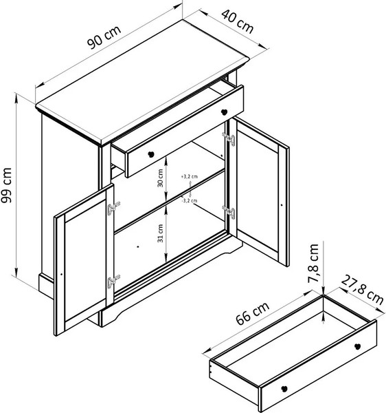 Тумба Dipriz Асти 2 дв 1 ящ / Д.7317-3 