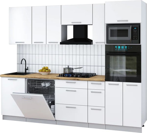 Кухонный гарнитур Интерлиния Мила Gloss 2.6-ПМ1 - фото