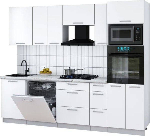 Кухонный гарнитур Интерлиния Мила Gloss 2.6-ПМ1 - фото