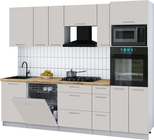 Кухонный гарнитур Интерлиния Мила Gloss 2.6-ПМ1 - фото