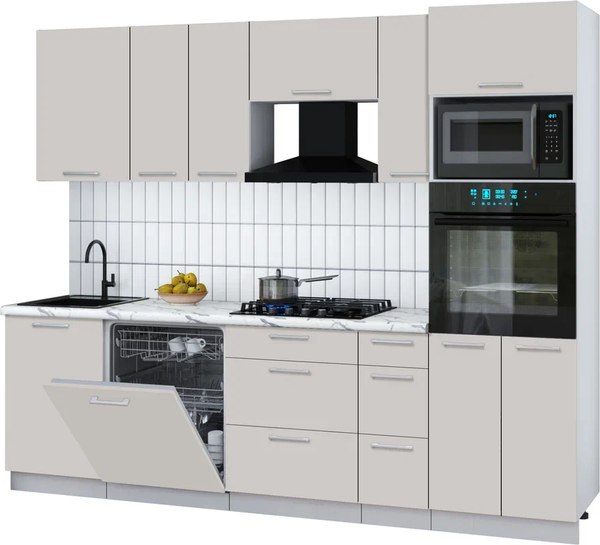 Кухонный гарнитур Интерлиния Мила Gloss 2.6-ПМ1 - фото