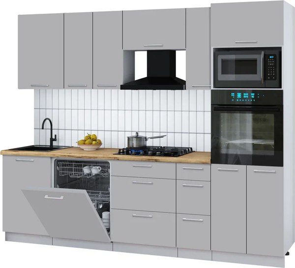 Кухонный гарнитур Интерлиния Мила Gloss 2.6-ПМ1 - фото