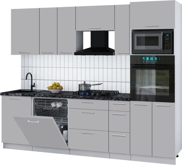 Кухонный гарнитур Интерлиния Мила Gloss 2.6-ПМ1 - фото