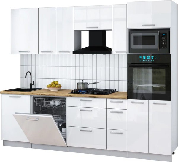 Кухонный гарнитур Интерлиния Мила Gloss 2.6-ПМ1 - фото