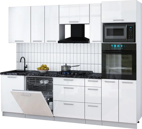 Кухонный гарнитур Интерлиния Мила Gloss 2.6-ПМ1 - фото