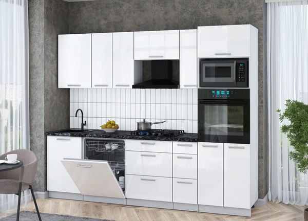 Кухонный гарнитур Интерлиния Мила Gloss 2.6-ПМ1