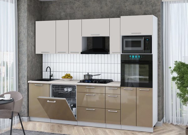 Кухонный гарнитур Интерлиния Мила Gloss 2.6-ПМ1