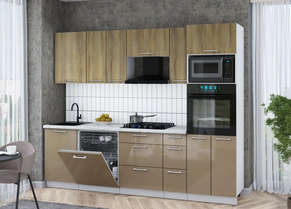 Кухонный гарнитур Интерлиния Мила Gloss 2.6-ПМ1