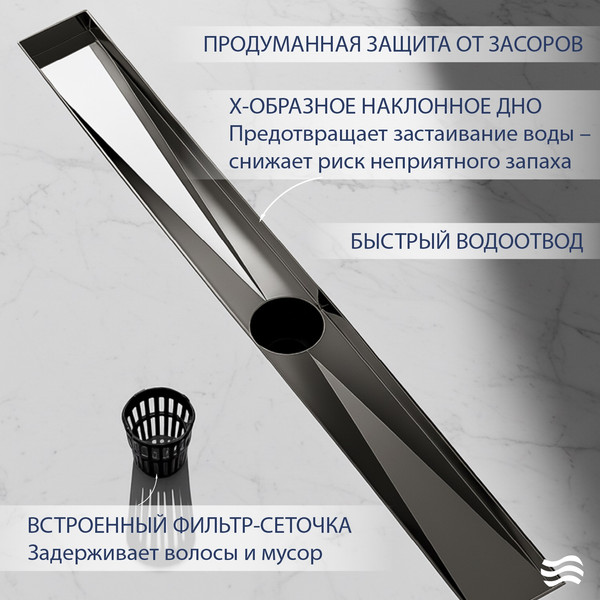 Трап для душа Lauter 2120665-QGGM 600x70