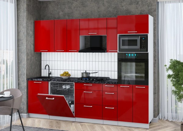 Кухонный гарнитур Интерлиния Мила Gloss 2.6-ПМ1