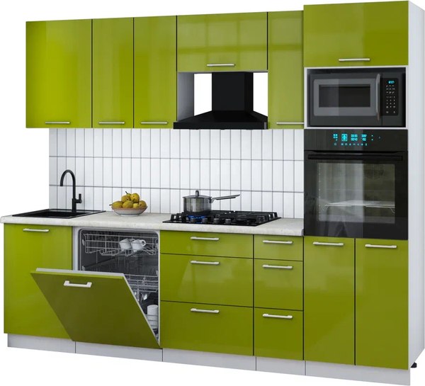 Кухонный гарнитур Интерлиния Мила Gloss 2.6-ПМ1 - фото