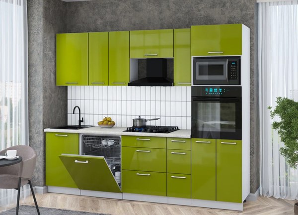 Кухонный гарнитур Интерлиния Мила Gloss 2.6-ПМ1