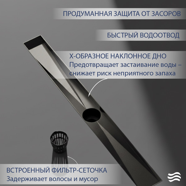 Трап для душа Lauter 2120665-LGM 600x70