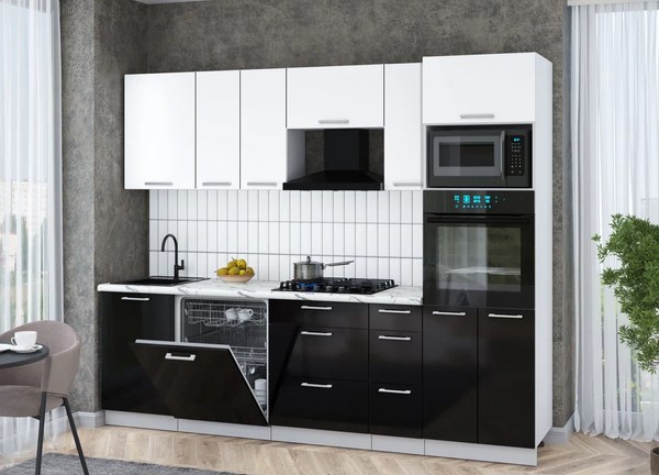 Кухонный гарнитур Интерлиния Мила Gloss 2.6-ПМ1