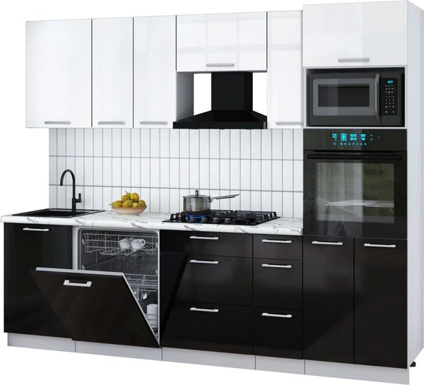 Кухонный гарнитур Интерлиния Мила Gloss 2.6-ПМ1 - фото