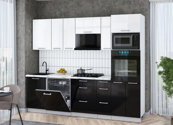 Кухонный гарнитур Интерлиния Мила Gloss 2.6-ПМ1