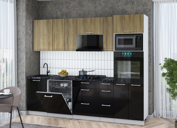 Кухонный гарнитур Интерлиния Мила Gloss 2.6-ПМ1