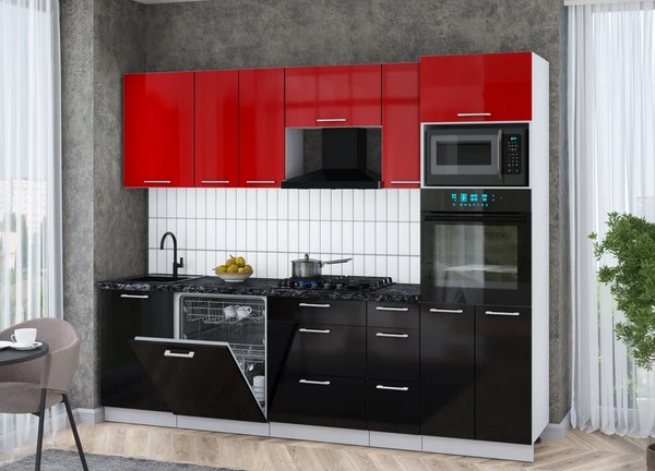 Кухонный гарнитур Интерлиния Мила Gloss 2.6-ПМ1