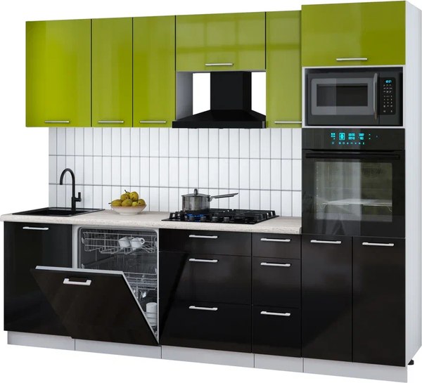 Кухонный гарнитур Интерлиния Мила Gloss 2.6-ПМ1 - фото