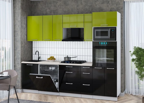 Кухонный гарнитур Интерлиния Мила Gloss 2.6-ПМ1