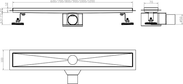 Трап для душа Lauter 2120691-LH 900x70