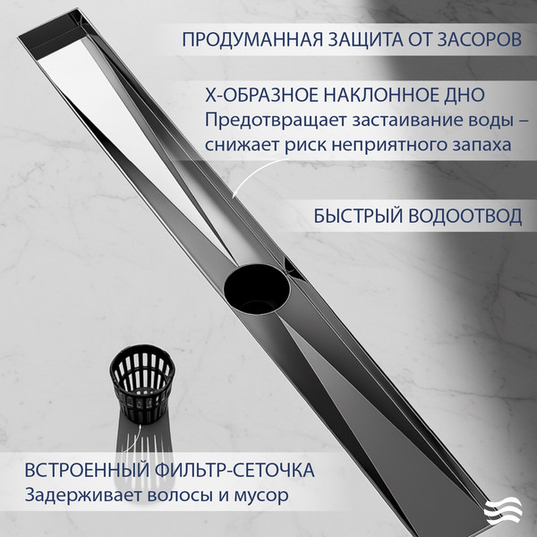 Трап для душа Lauter 2120861-i IH 600x100