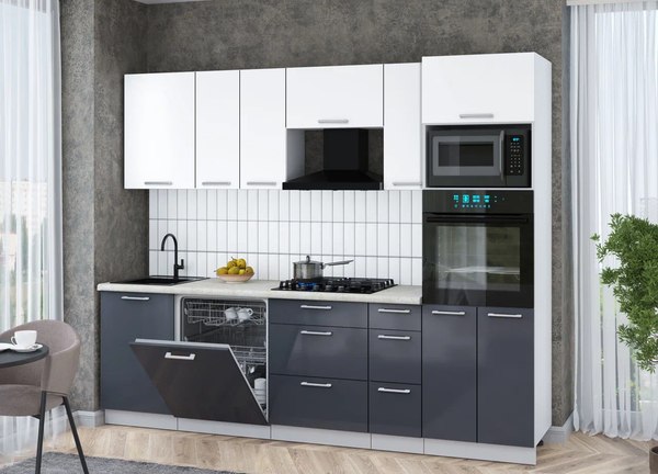 Кухонный гарнитур Интерлиния Мила Gloss 2.6-ПМ1