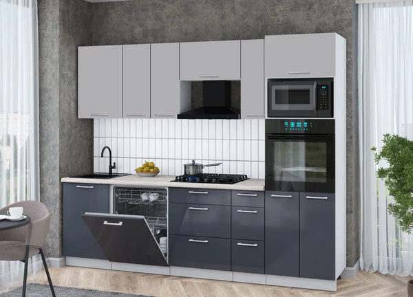 Кухонный гарнитур Интерлиния Мила Gloss 2.6-ПМ1