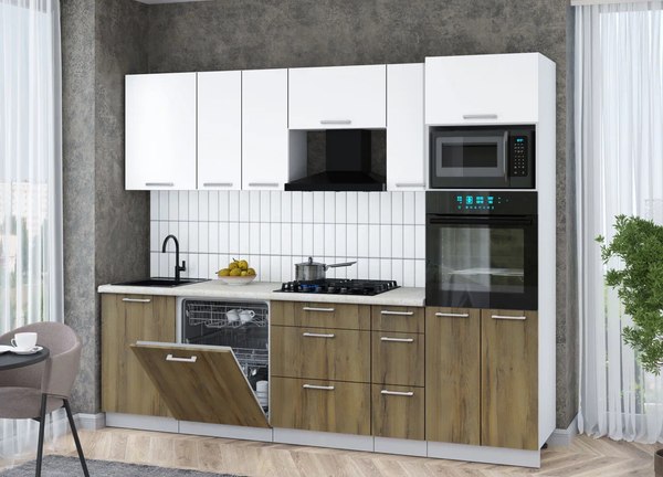 Кухонный гарнитур Интерлиния Мила Gloss 2.6-ПМ1