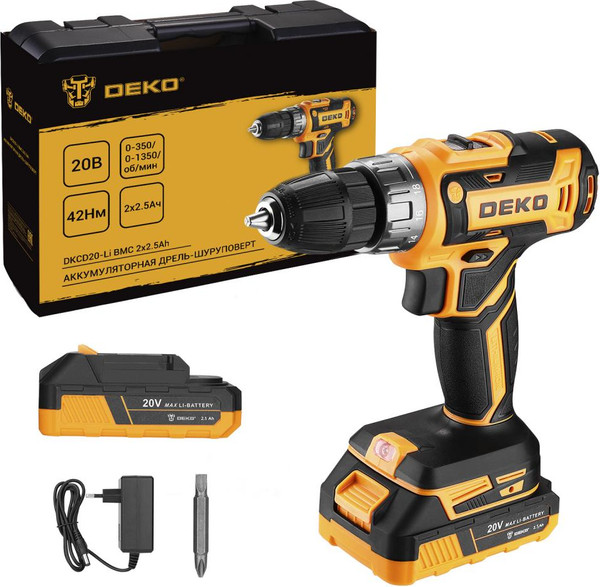 Аккумуляторная дрель-шуруповерт Deko DKCD20-Li / 085-1123 - фото