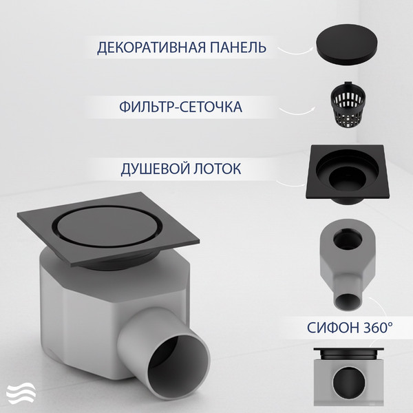 Трап для душа Lauter 21А40042MB