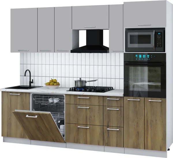 Кухонный гарнитур Интерлиния Мила Gloss 2.6-ПМ1 - фото