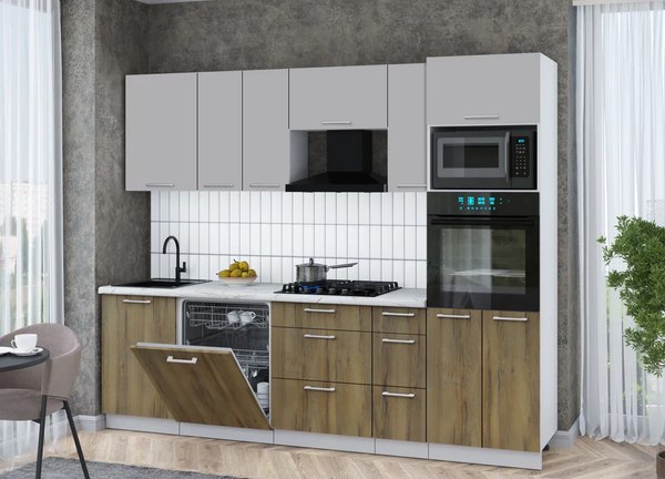 Кухонный гарнитур Интерлиния Мила Gloss 2.6-ПМ1