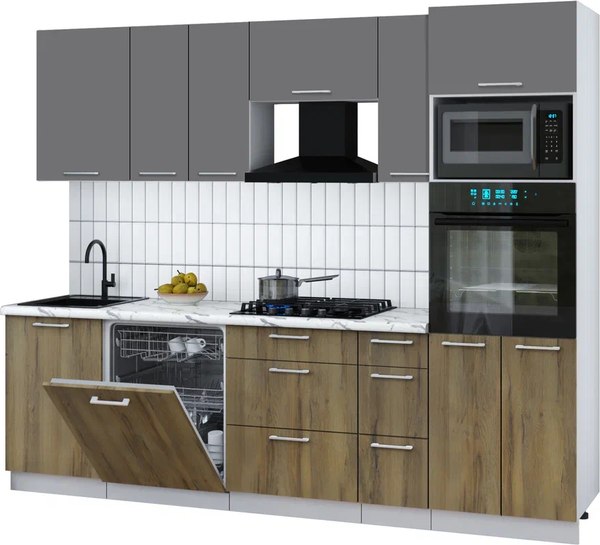 Кухонный гарнитур Интерлиния Мила Gloss 2.6-ПМ1 - фото