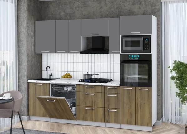 Кухонный гарнитур Интерлиния Мила Gloss 2.6-ПМ1