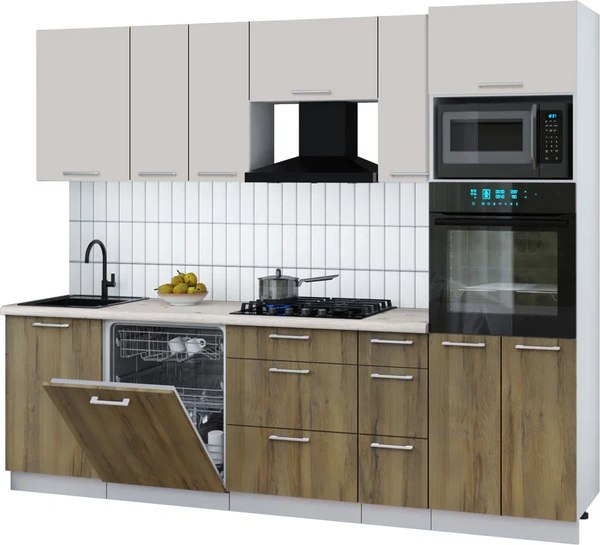 Кухонный гарнитур Интерлиния Мила Gloss 2.6-ПМ1 - фото