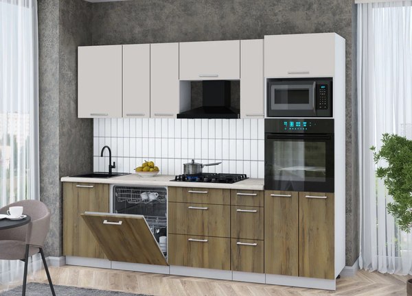 Кухонный гарнитур Интерлиния Мила Gloss 2.6-ПМ1