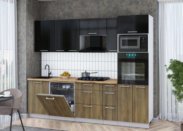 Кухонный гарнитур Интерлиния Мила Gloss 2.6-ПМ1