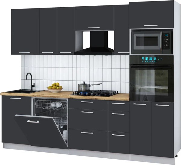 Кухонный гарнитур Интерлиния Мила Gloss 2.6-ПМ1 - фото