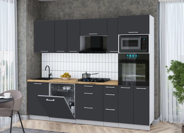 Кухонный гарнитур Интерлиния Мила Gloss 2.6-ПМ1