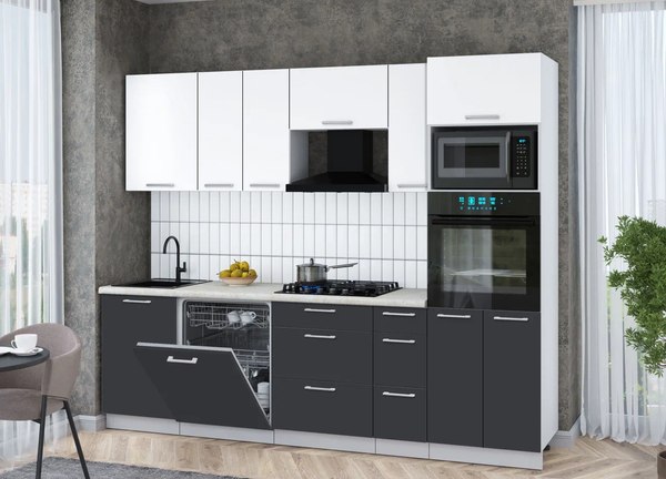 Кухонный гарнитур Интерлиния Мила Gloss 2.6-ПМ1