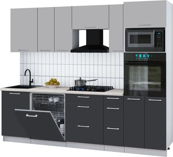 Кухонный гарнитур Интерлиния Мила Gloss 2.6-ПМ1 - фото