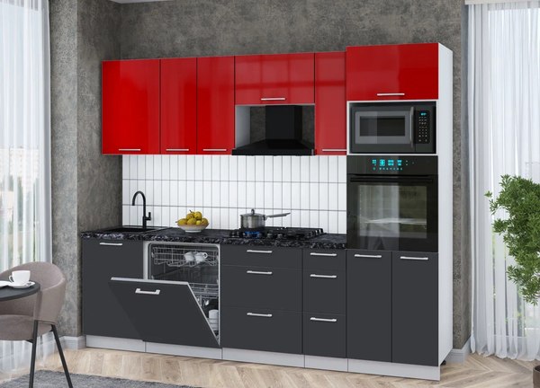 Кухонный гарнитур Интерлиния Мила Gloss 2.6-ПМ1