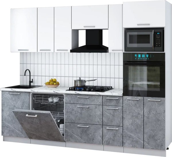 Кухонный гарнитур Интерлиния Мила Gloss 2.6-ПМ1 - фото