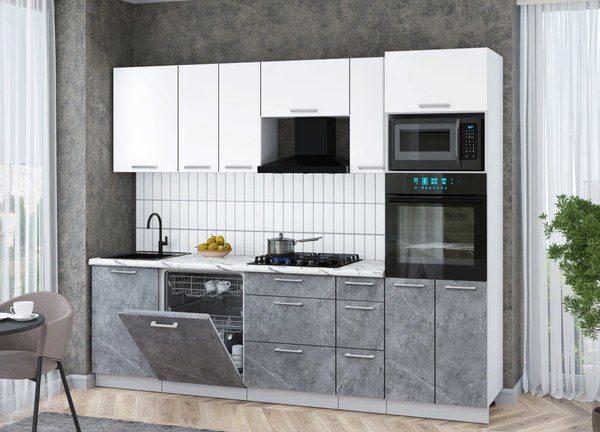 Кухонный гарнитур Интерлиния Мила Gloss 2.6-ПМ1