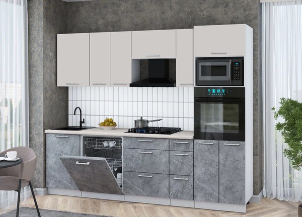 Кухонный гарнитур Интерлиния Мила Gloss 2.6-ПМ1