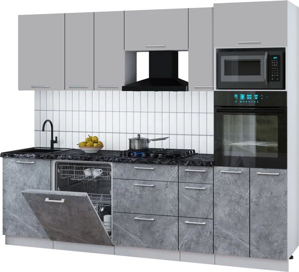 Кухонный гарнитур Интерлиния Мила Gloss 2.6-ПМ1 - фото