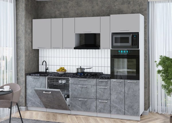 Кухонный гарнитур Интерлиния Мила Gloss 2.6-ПМ1