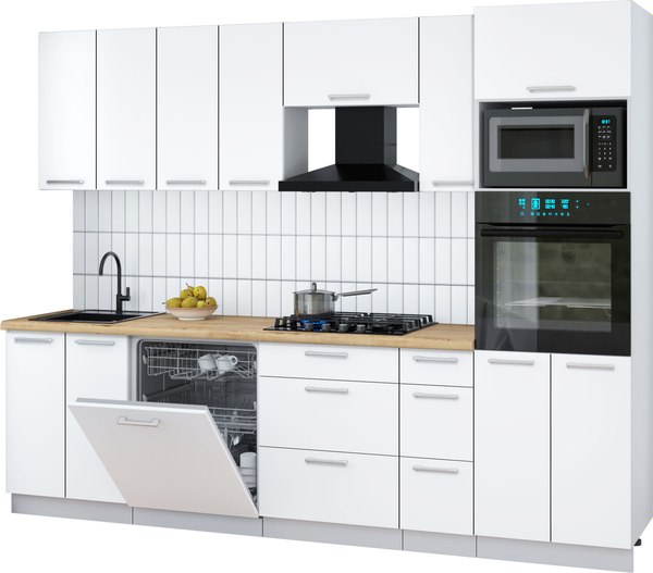 Кухонный гарнитур Интерлиния Мила Gloss 2.7-ПМ1 - фото