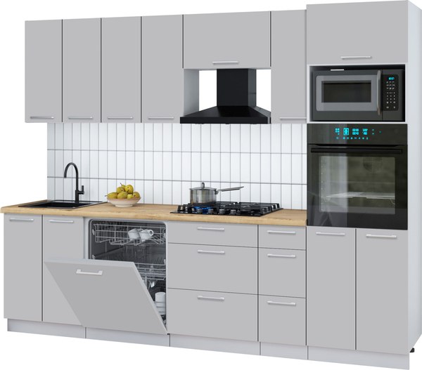 Кухонный гарнитур Интерлиния Мила Gloss 2.7-ПМ1 - фото